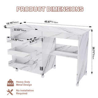Sunvega 4-in-1 Folding Sewing Table with Lockable Wheels and Shelves for Crafting