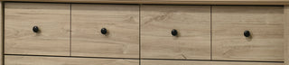 Sunvega Light Oak Finish 6-Drawer Dresser with Black Metal Handles