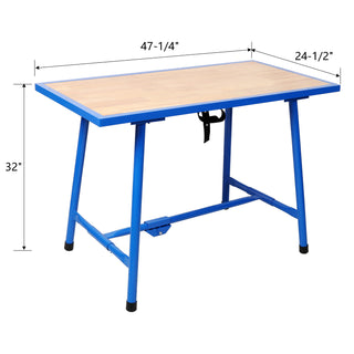 Sunvega Foldable Work Bench with Steel Frame and Wooden Panel for Workshop Garage