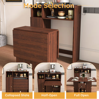 Sunvega Multifunctional Folding Dining Table with Wall-Mounted Sideboard and Storage