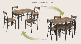 Sunvega Compact Rustic Brown Wood Kitchen Dining Table Set for 4 with Chairs