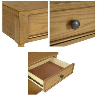 Sunvega Solid Wood Frame Nightstand with 2 Drawers in Camel Oak Finish