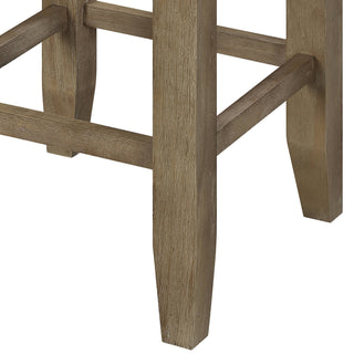 Sunvega Tan Linen & Weathered Oak Finish Counter Height Armless Stool Set of 2