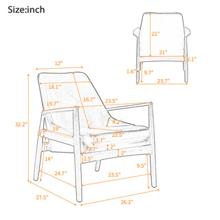 Sunvega Modern PU Leather Accent Chair with Solid Wood Frame for Living Room