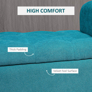 Sunvega Teal Tufted Storage Ottoman Bench with Rolled Arms for Bedroom Living Room