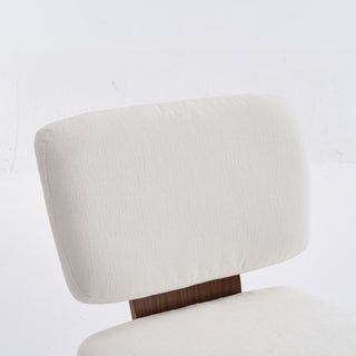 Sunvega Modern Linen Upholstered Armless Dining Chair with Smooth Gliding Casters