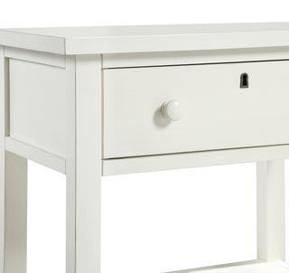 Sunvega Antique White Distressed Finish Nightstand with Faux Keyhole Accent