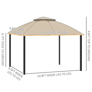Sunvega Outdoor Canopy Gazebo with Mesh Walls and Double-Tier Roof for Patio