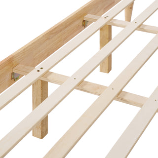 Sunvega King Size Solid Wood Bed Frame With Fleece Upholstered Headboard