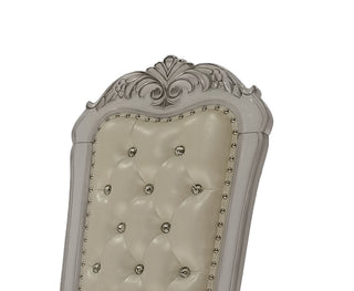 Sunvega Bone White Tufted Arm Chair Set with Carved Claw Legs and Button-Tufted Backrest