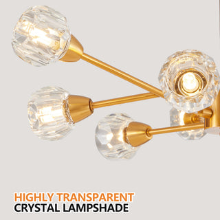 Sunvega Modern Crystal Chandelier with 9 Lights Golden Chrome Globe Design