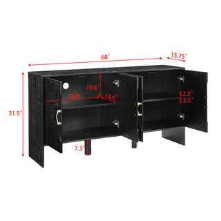 Sunvega Mid Century Modern Sideboard Buffet Cabinet with Geometric Pattern and Adjustable Shelves