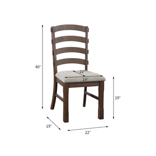 Sunvega Rustic Brown and Oak Finish Fabric Upholstered Side Chair Set of 2