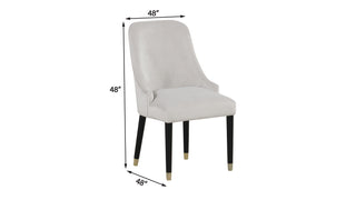 Sunvega Contemporary Gray Upholstered Dining Chairs with Gold Accent and Rounded Back