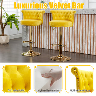 Sunvega Velvet 360 ° Rotating Bar Chair with Soft Pillow and Adjustable Height for Kitchen