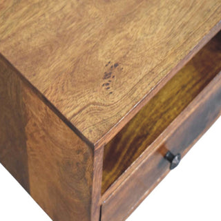 Sunvega Wall Mounted Nightstand with Drawer and Open Slot in Chestnut Brown
