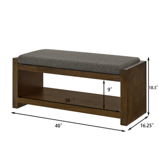 Sunvega Modern Accent Bench with Removable Cushion and Lower Storage Shelf