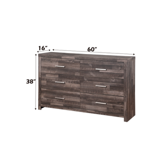 Sunvega Dark Cherry Finish Wooden Dresser with Six Spacious Drawers for Bedroom
