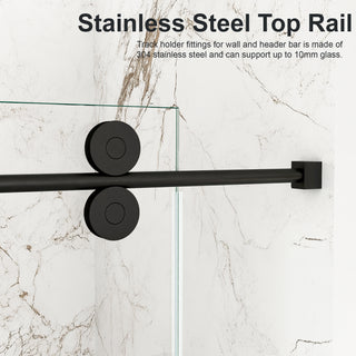 Sunvega Frameless Single Sliding Shower Door with 8mm Tempered Glass and Chrome Finish