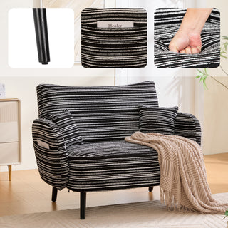 Sunvega Modern Two-Seater Sofa with Tufted Backrest and Convenient Side Storage Pockets