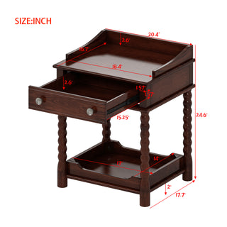 Sunvega Retro Style Queen Size Wood Platform Bed with Gourd Shaped Headboard and Slat Support