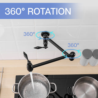 Sunvega Brass Wall Mounted Pot Filler Faucet with Stretchable Double Joint Swing Arms