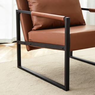 Sunvega Modern Minimalist PU Leather and Metal Frame Sofa Chair for Living Room