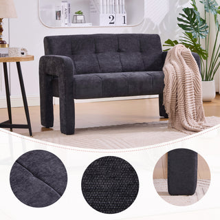 Sunvega Nordic Modern Upholstered Sofa with Dual Armrests for Living Room and Bedroom