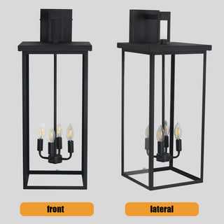Sunvega Modern Black Metal Frame Clear Glass Outdoor Wall Lanterns Sconces