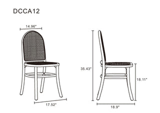 Sunvega Modern Cane Dining Chair with Natural Rattan and Solid Ash Wood Frame