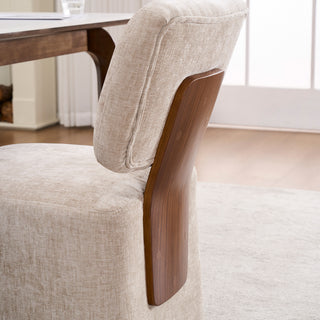 Sunvega Modern Linen Upholstered Armless Dining Chair with Smooth Rolling Casters