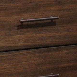 Sunvega Oak Nightstand with Two Drawers and Antique Brass Hardware for Bedroom