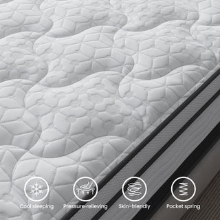 Sunvega 14 Inch King Cooling Gel Hybrid Mattress with Pocket Springs for Balanced Comfort