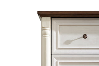 Sunvega Antique Two Tone Finish Wooden 6 Drawer Dresser Chest for Bedroom