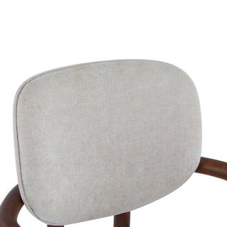 Sunvega Upholstered Arm Chairs Set of 2 with White Fabric Seating and Rubber Wood Frame