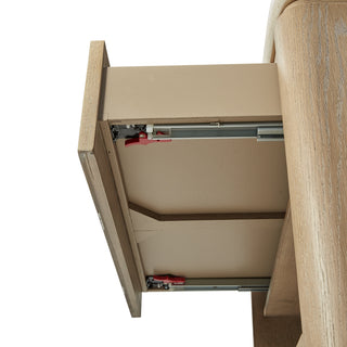 Sunvega Two Drawer Nightstand with Rope Fronts, Stone Top, and USB Charging Ports