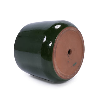 Sunvega Handmade Antique Green Gloss Glaze Ceramic Plant Pots with Drainage Hole