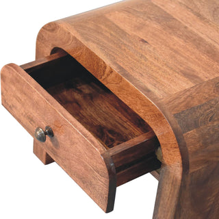 Sunvega Honey Caramel Solid Wood Bedside Table with One Drawer Storage