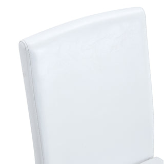 Sunvega Set of 4 White PU Leather Dining Chairs with Golden Metal Legs and Ergonomic Backrest