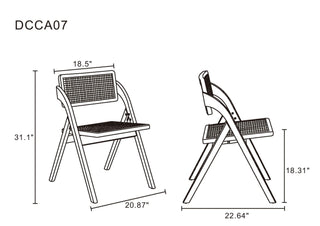 Sunvega Modern Industry Chic Cane Folding Dining Chair Set of 2 for Dining Room