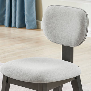 Sunvega Set of 2 Light Gray Fabric Upholstered Dining Chairs with Gray Wood Frame