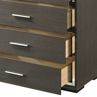 Sunvega Modern Gray Oak Chest with Five Spacious Drawers and Acrylic Trim