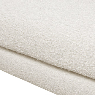 Sunvega Modern Puffy Platform Bed with Arched Headboard in Ivory White Boucle