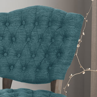 Sunvega Traditional Weathered Finish Button Tufted Dining Chairs with Scrolled Legs Set of 2