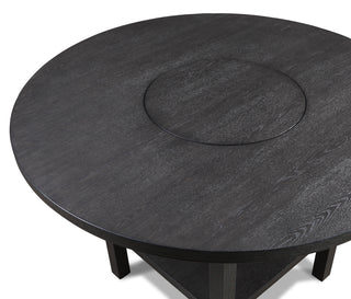Sunvega Contemporary Charcoal Finish Counter Height Round Dining Table with Lazy Susan