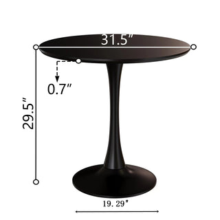 Sunvega Black Round Tulip Dining Table with MDF Top for Kitchen Living Room Office