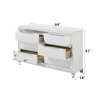 Sunvega Modern Pearl White Finish Nightstand with Spacious Drawers and Acrylic Legs