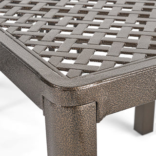 Sunvega Outdoor Modern Aluminum Dining Table with Woven Accents in Gloss Black