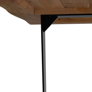 Sunvega Natural Acacia Wood Dining Table with Live Edges and Iron Legs
