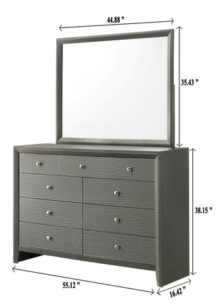 Sunvega Contemporary Gray Gun Metal Finish Two Drawer Nightstand with Round Handle Pull